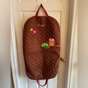 EUC Stephen Joseph Brown Quilted Kids Garment Bag with Owl Design